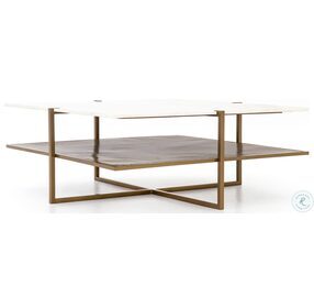 Olivia Antique Brass Square Coffee Table