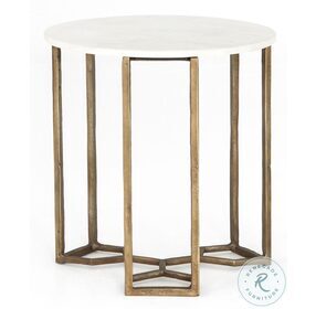 Naomi Raw Brass Marble Top End Table