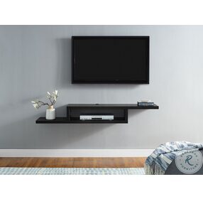 Wall Mounted Laminated Black 60" Asymmetrical TV Console