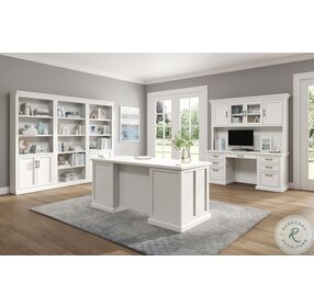 Abby White Double Pedestal Home Office Set