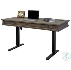 Carson Weathered Gray Brown Power Adjustable Height Stand Desk