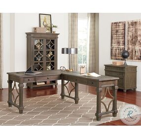Carson Weathered Gray Brown 3 Piece L Shaped Home Office Set