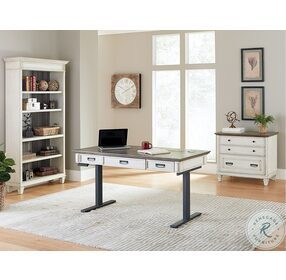 Hartford White Electric Adjustable Height Home Office Set