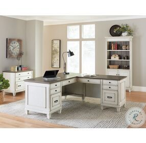 Hartford White Pedestal Home Office Set