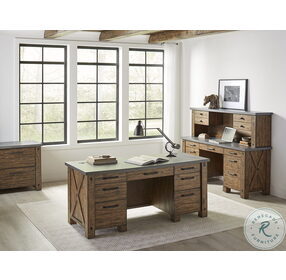 Jasper Brown And Gray 68" Double Pedestal Home Office Set