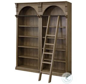 Stratton Rich Toffee 2-Piece Bookcase Wall with Ladder