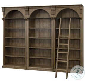 Stratton Rich Toffee 3-Piece Bookcase Wall with Ladder