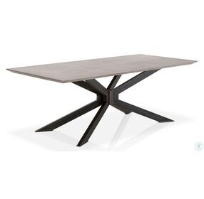 Industry Ash Grey Concrete And Distressed Black Rectangle Dining Table