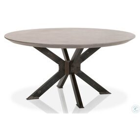 District Ash Grey And Distressed Black Industry Round Dining Table