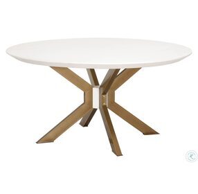 Industry Ivory Concrete And Brass Round Dining Table