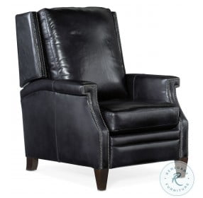 Collin Blue Leather Manual Push Back Recliner