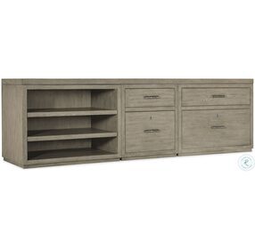 Linville Falls Soft Smoked Gray 96" Credenza with File  Lateral File and Open Desk Cabinet