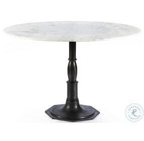 Lucy Carbon Wash And White Marble Round Dining Table