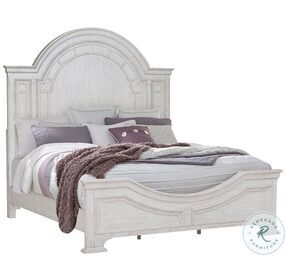 Glendale Estates Distressed White Queen Transom Panel Bed