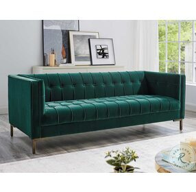 Isaac Emerald Green Velvet Sofa