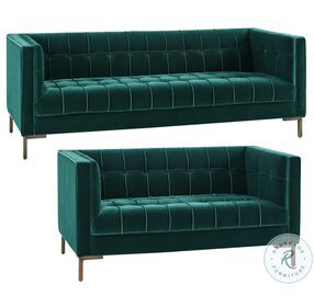 Isaac Emerald Green Velvet Living Room Set
