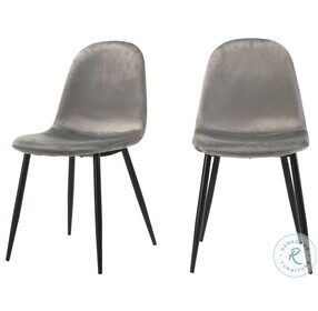 Isla Isadora Light Gray Velvet Side Chair Set Of 2