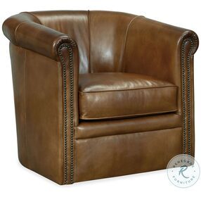 Axton Brown Swivel Leather Club Chair