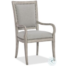 Boheme Antique Gray White Vitton upholstered Arm Chair Set Of 2