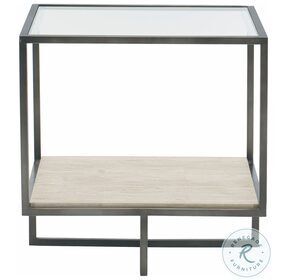 Harlow Bronze And White Travertine Stone Metal Square End Table