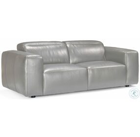 Jacklyn Gray Leather Loveseat with Adjustable Headrest