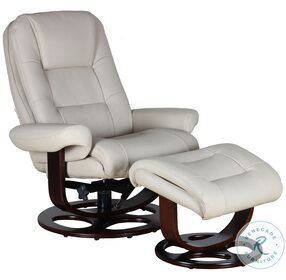 Jacque Roman Ivory Swivel Pedestal Recliner with Ottoman