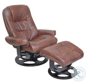 Jacque Hilton Whiskey Swivel Pedestal Recliner with Ottoman