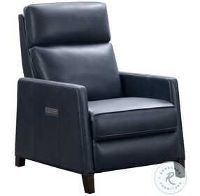 James Barone Navy Blue Leather Zero Gravity Power Recliner with Power Headrest And Lumbar