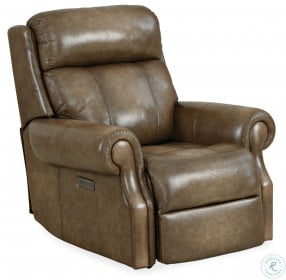 Brooks Power Brown Leather Power Recliner