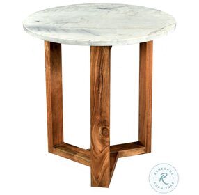 Jinxx White Marble And Natural End Table