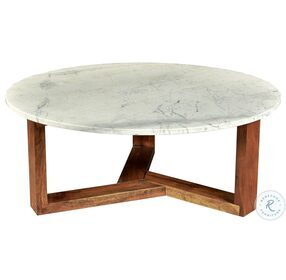 Jinxx White Marble And Natural Coffee Table