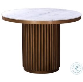 Tower White Marble And Antique Brass Dining Table