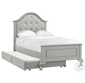 Jenna Gray Twin Upholstered Panel Bed With Trundle