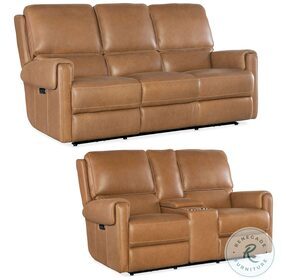 Somers Light Brown Power Reclining Living Room Set with Power Headrest