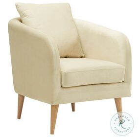 Zoe Cream And Wooden Leg Accent Chair