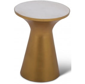 Jaipur White Marble And Brass Round End Table