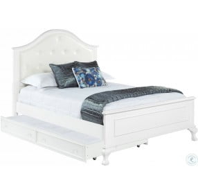 Jenna White Full Upholstered Panel Bed With Trundle
