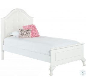Jenna White Twin Upholstered Panel Bed