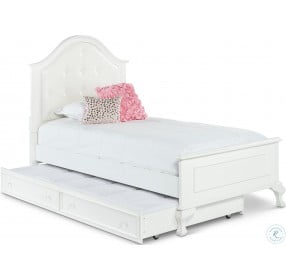 Jenna White Twin Upholstered Panel Bed With Trundle