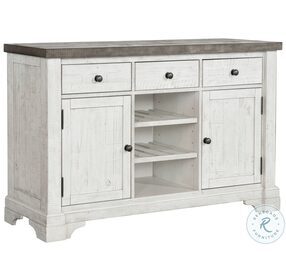Valley Ridge Distressed White And Rustic Gray 3 Drawer Server