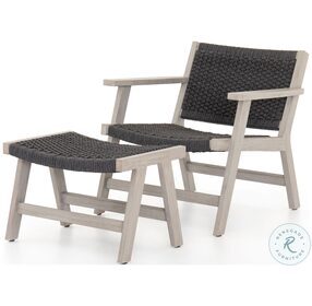 Delano Weathered Grey Outdoor Chair With Ottoman