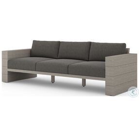 Leroy 96" Grey And Charcoal Outdoor Sofa