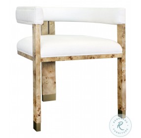 Jude Burl Wood And White Linen Modern Accent Chair