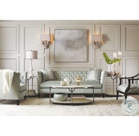 Morello Oxidized Nickel And Carrara Marble Oval Metal Occasional Table Set
