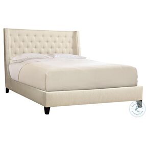 Maxime Beige Wing 57" Queen Upholstered Panel Bed
