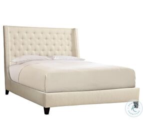 Maxime Beige Wing 68" King Upholstered Panel Bed