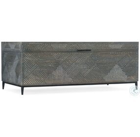 Commerce And Market Gray Textured And Black Metal Carved Chest Cocktail Table