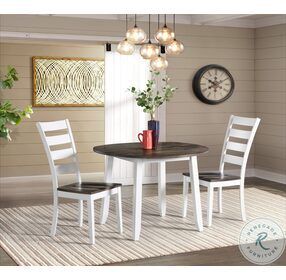 Kona Gray and White 42" Drop Leaf Extendable Round Dining Room Set