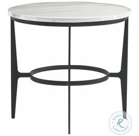 Avondale Blackened And White Marble Round Metal End Table