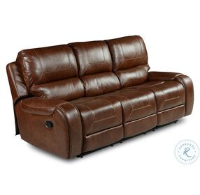 Keily Brown Manual Reclining Sofa with Dropdown Table